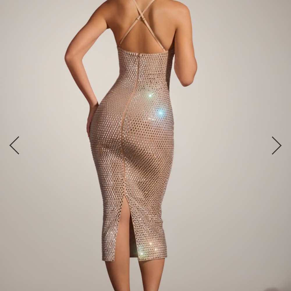 Oh Polly Glittering Nude Midi Dress